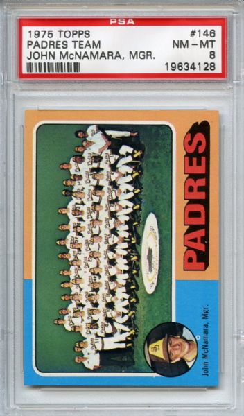 1975 Topps 146 San Diego Padres Team PSA NM-MT 8