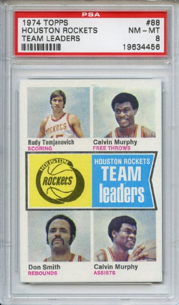 1974 Topps 88 Houston Rockets Team Murphy PSA NM-MT 8