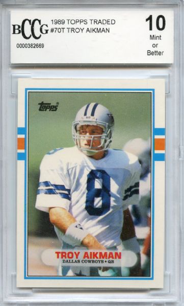 1989 Topps Traded 70T Troy Aikman BCCG 10