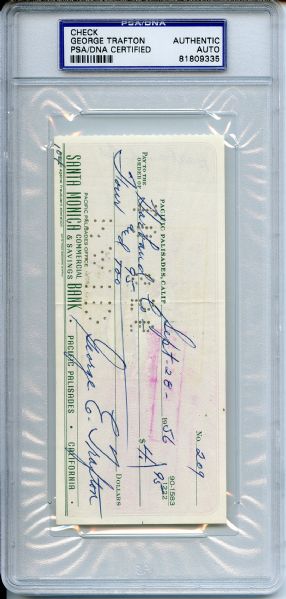 George Trafton Signed Check PSA/DNA
