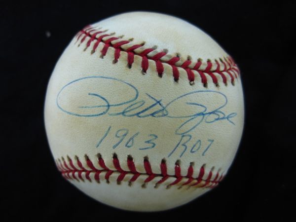 Pete Rose Signed 1963 ROY OML Baseball Stacks of Plaques