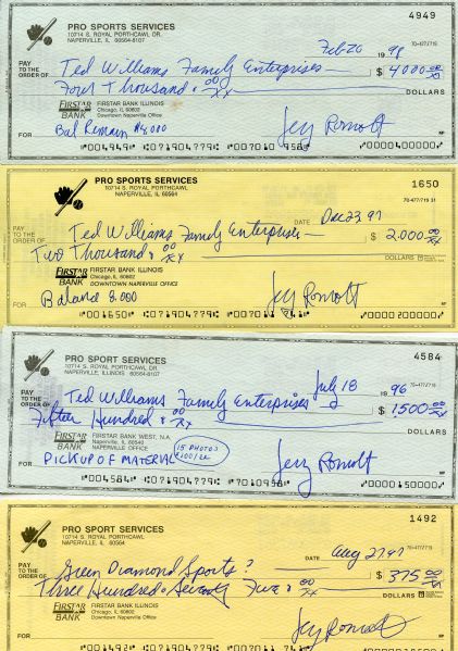 (8) Signed checks to Ted Williams company