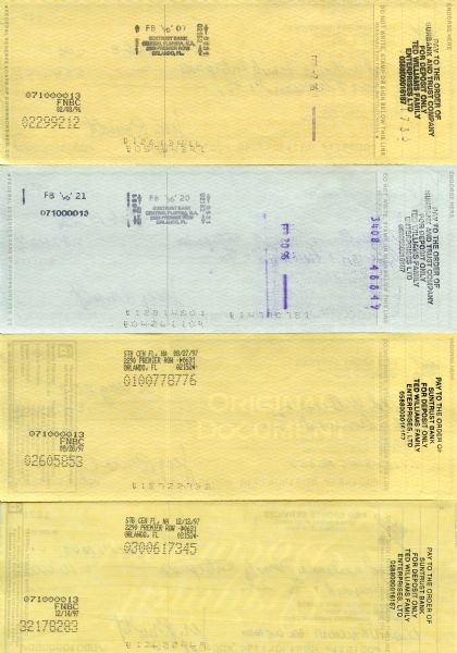 (8) Signed checks to Ted Williams company