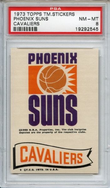 1973 Topps Team Stickers Phoenix Suns Cavaliers PSA NM-MT 8