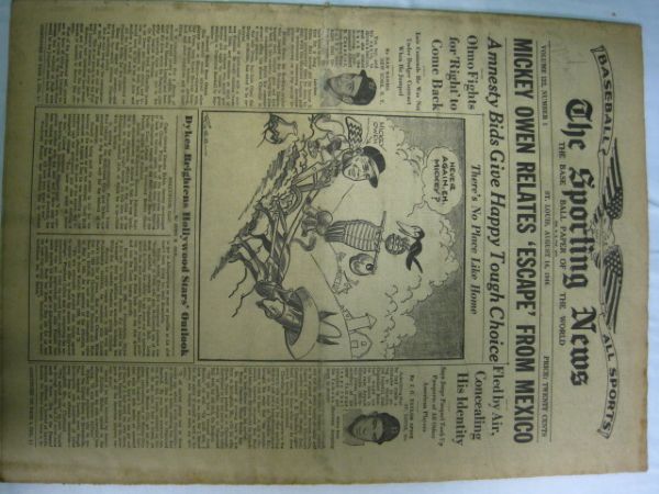 Sporting News August 14, 1946 - Mickey Owen