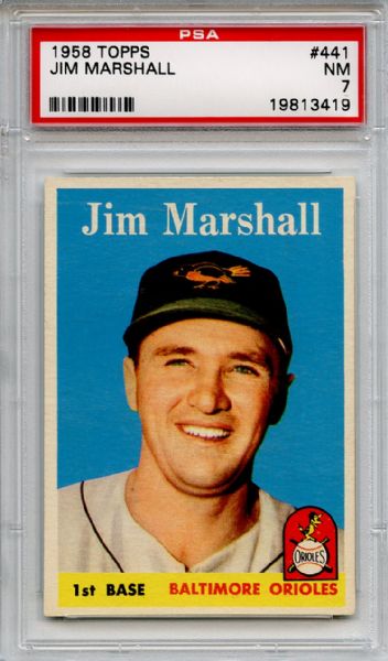 1958 Topps 441 Jim Marshall PSA NM 7