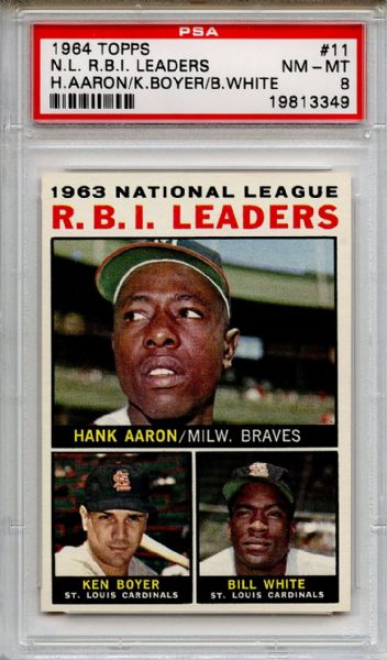 1964 Topps 11 NL RBI Leaders Hank Aaron PSA NM-MT 8