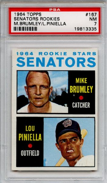 1964 Topps 167 Washington Senators Rookies Lou Piniella PSA NM 7