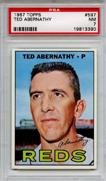 1967 Topps 597 Ted Abernathy PSA NM 7