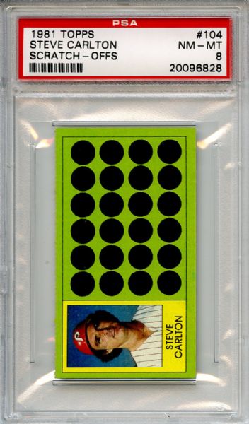 1981 Topps Scratch Offs 104 Steve Carlton PSA NM-MT 8