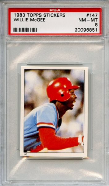 1983 Topps Stickers 147 Willie McGee Rookie PSA NM-MT 8