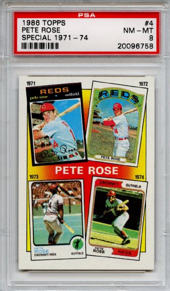 1986 Topps 4 Pete Rose Special PSA NM-MT 8