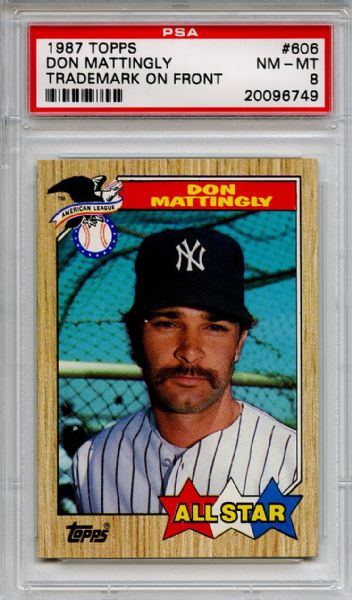 1987 Topps 606 Don Mattingly Trademark on Front PSA NM-MT 8