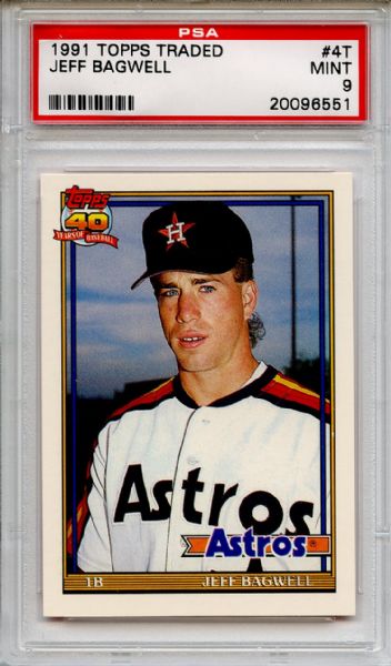 1991 Topps Traded 4T Jeff Bagwell Rookie PSA MINT 9