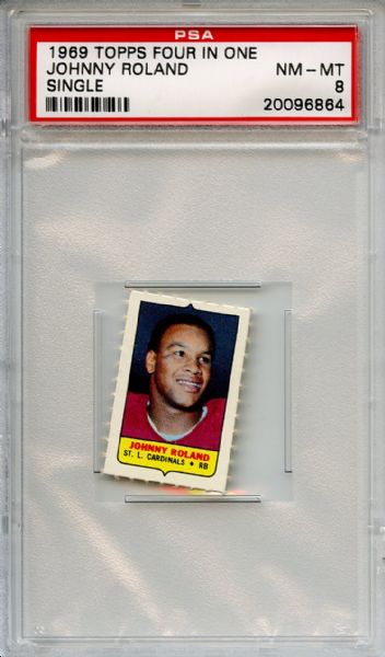 1969 Topps Four in One Single Johnny Roland PSA NM-MT 8