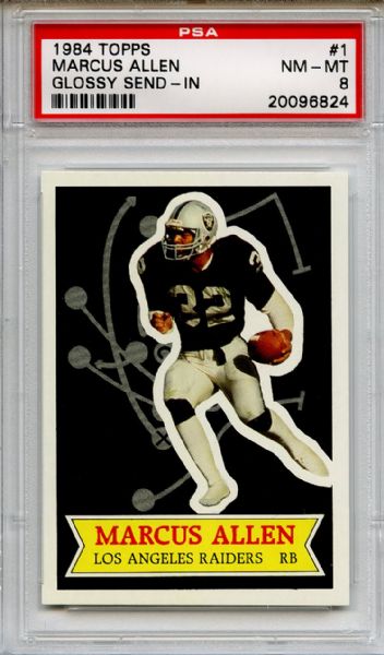 1984 Topps Glossy Send In 1 Marcus Allen PSA NM-MT 8