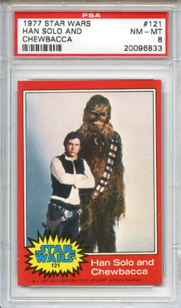 1977 Star Wars 121 Han Solo and Chewbacca PSA NM-MT 8