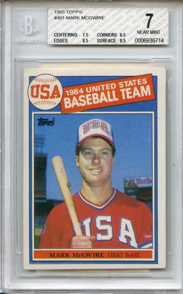 1985 Topps 401 Mark McGwire Rookie BGS NM 7