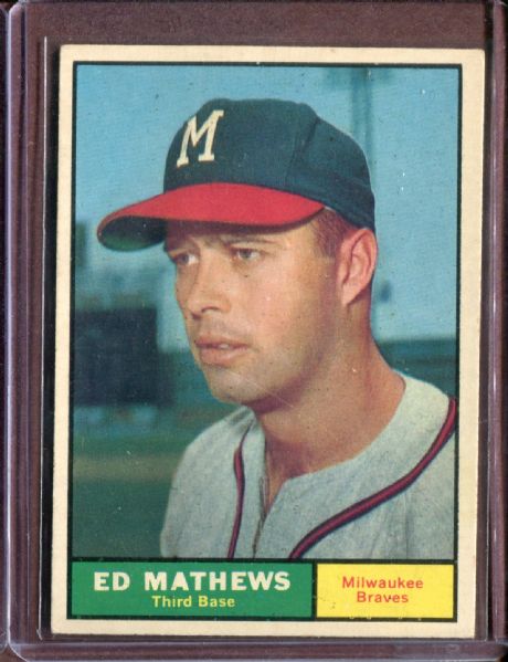 1961 Topps 120 Eddie Mathews EX