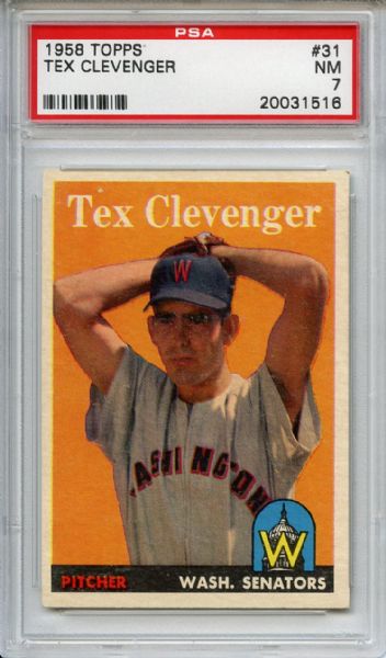 1958 Topps 31 Tex Clevenger PSA NM 7