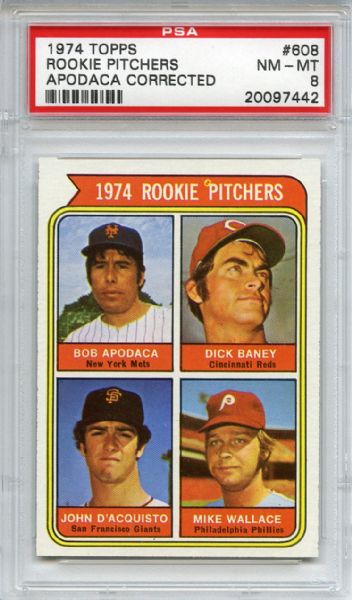 1974 Topps 608 Rookie Pitchers PSA NM-MT 8