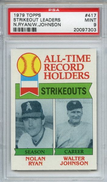 1979 Topps 417 All Time Strikeout Leaders Ryan Johnson PSA MINT 9