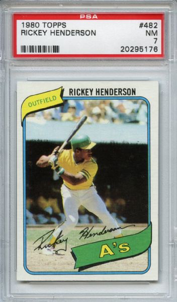 1980 Topps 482 Rickey Henderson Rookie PSA NM 7