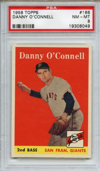 1958 Topps 166 Danny O'Connell PSA NM-MT 8