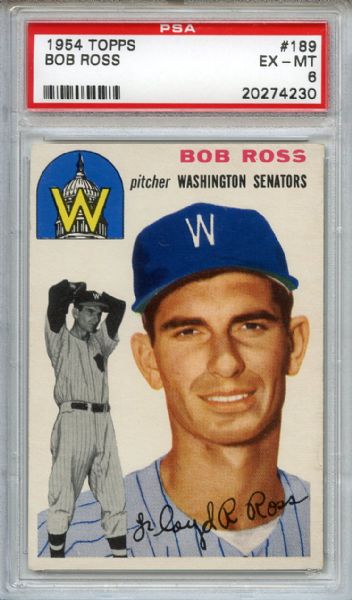 1954 Topps 189 Bob Ross PSA EX-MT 6
