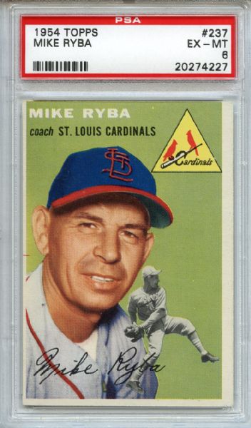 1954 Topps 237 Mike Ryba PSA EX-MT 6