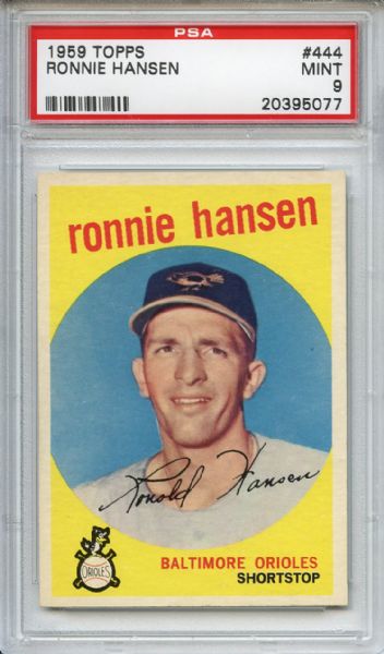1959 Topps 444 Ronnie Hansen PSA MINT 9