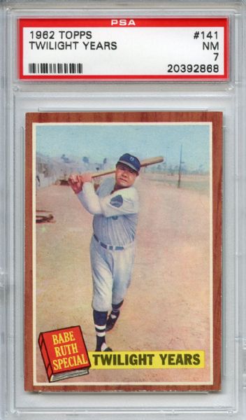 1962 Topps 141 Babe Ruth Twighlight Years PSA NM 7