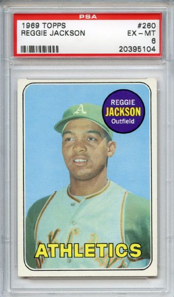 1969 Topps 260 Reggie Jackson Rookie PSA EX-MT 6