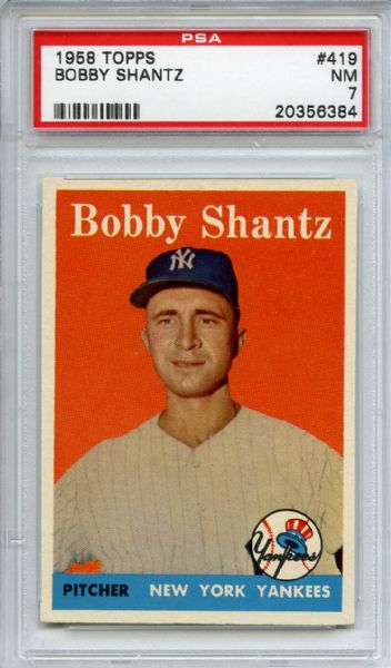 1958 Topps 419 Bobby Shantz PSA NM 7
