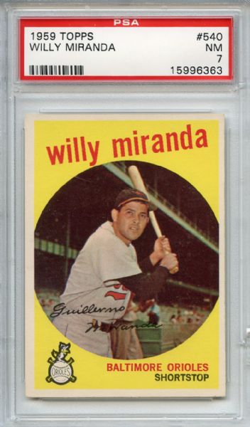 1959 Topps 540 Willie Miranda PSA NM 7