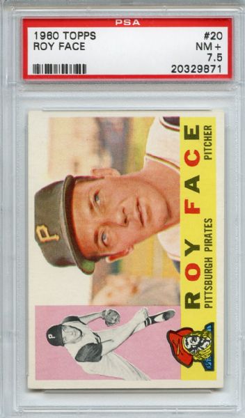 1960 Topps 20 Roy Face  PSA NM+ 7.5