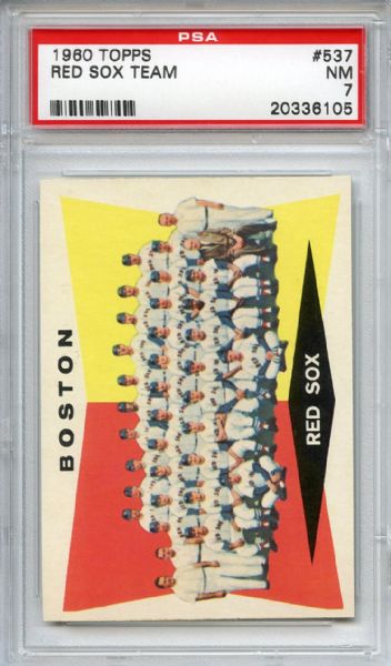 1960 Topps 537 Boston Red Sox Team PSA NM 7