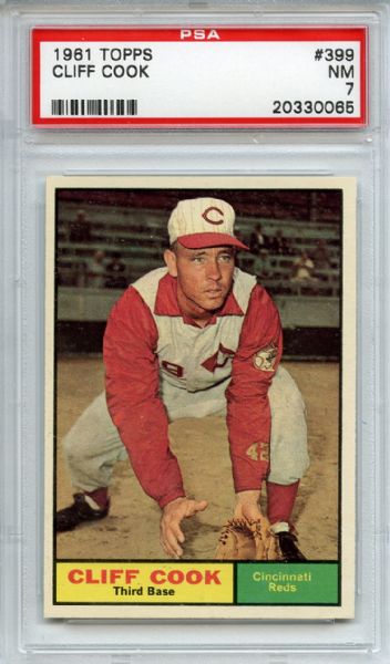 1961 Topps 399 Cliff Cook PSA NM 7