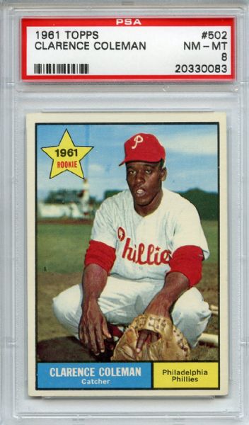 1961 Topps 502 Clarence Coleman PSA NM-MT 8