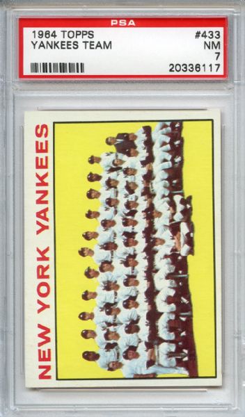 1964 Topps 433 New York Yankees Team PSA NM 7