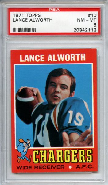 1971 Topps 10 Lance Alworth PSA NM-MT 8