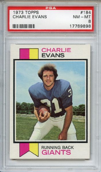 1973 Topps 184 Charlie Evans PSA NM-MT 8