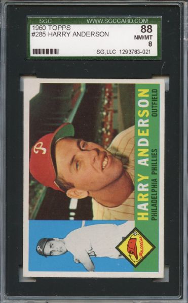 1960 Topps 285 Harry Anderson SGC NM/MT 88 / 8