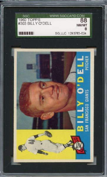 1960 Topps 303 Billy O'Dell SGC NM/MT 88 / 8