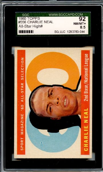 1960 Topps 556 Charlie Neal All Star SGC NM/MT+ 92 / 8.5