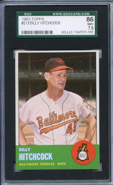 1963 Topps 213 Billy Hitchcock SGC NM+ 86 / 7.5
