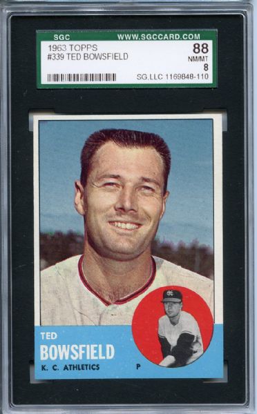 1963 Topps 339 Ted Bowsfield SGC NM/MT 88 / 8