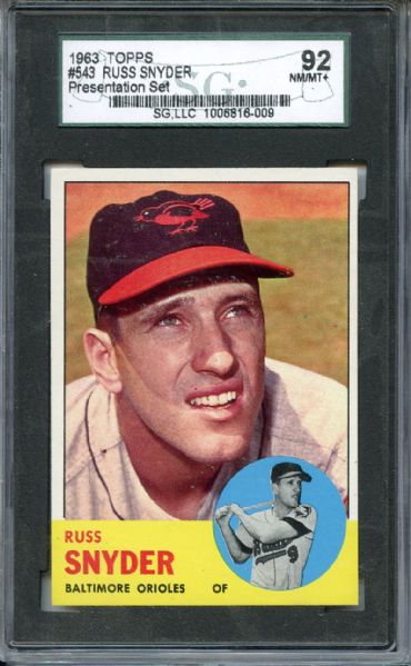 1963 Topps 543 Russ Snyder SGC NM/MT+ 92 / 8.5