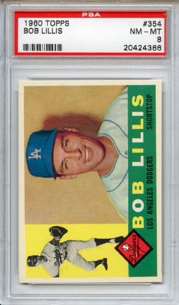 1960 Topps 354 Bob Lillis PSA NM-MT 8