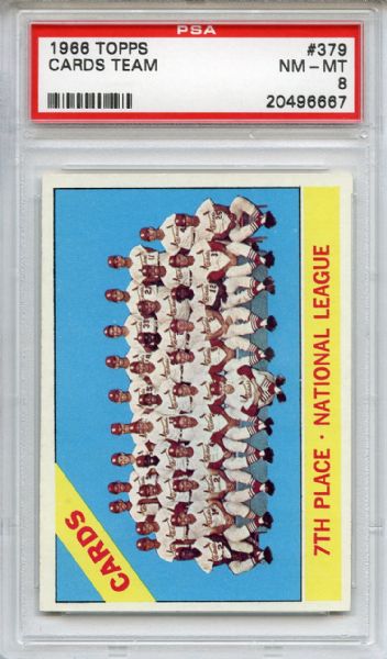 1966 Topps 379 St. Louis Cardinals Team PSA NM-MT 8